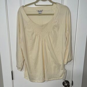 Crochet Yoke Cream Scoop Neck Tunic by Village